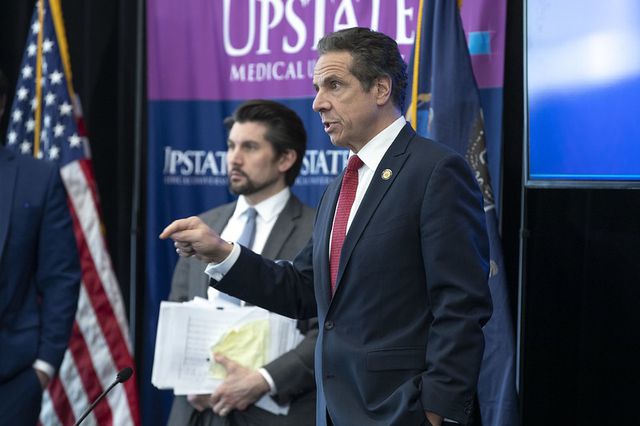 Governor Andrew Cuomo delivers a press briefing on the state's coronavirus crisis.